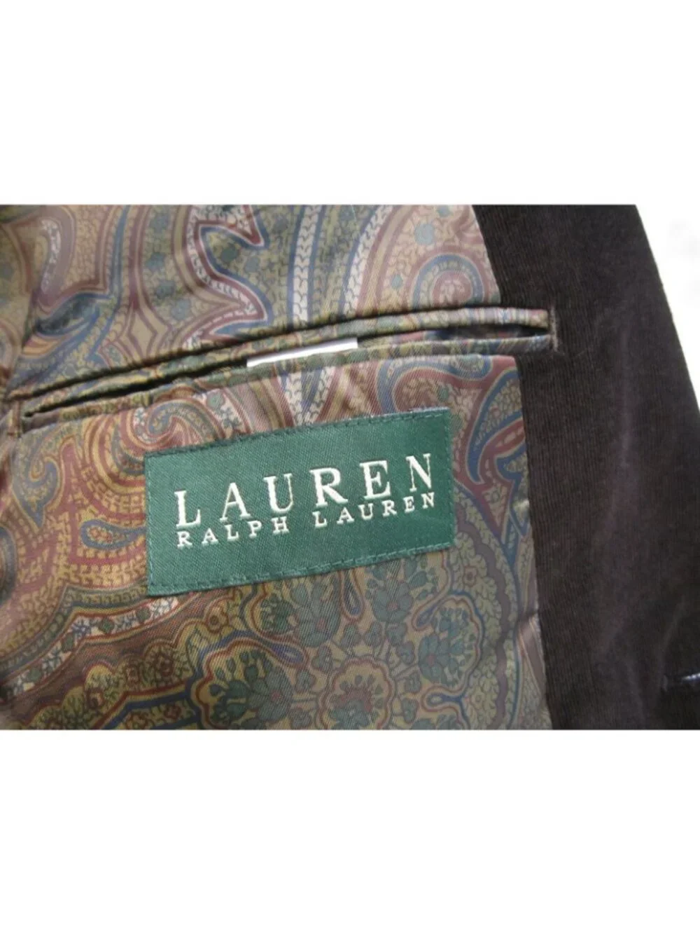 Lauren Ralph Lauren Corduroy Blazer 40R Elbow Patches Paisley Lining Y2K (MJ105)